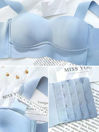 Seamless Gathered Thin Wireless Anti-Sag Sports Bra