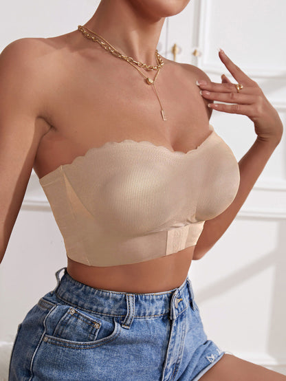 Wire-free Comfort Pleated Bandeau Bra Tan