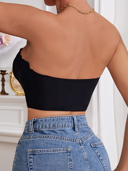 Wire-free Comfort Pleated Bandeau Bra Black