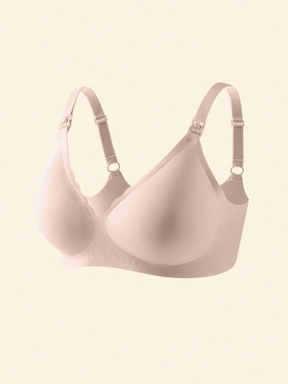 Soft Gel Seamless Wireless One-Piece Fixed Cup Nursing Bra Pink