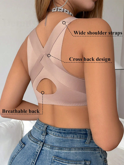 Gathering and Lifting Front Clasp Anti-Sag Sports Bra
