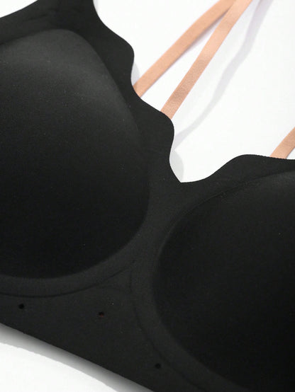 W-Shaped Jelly Soft-Support Seamless Gathered Side-Breast Bra