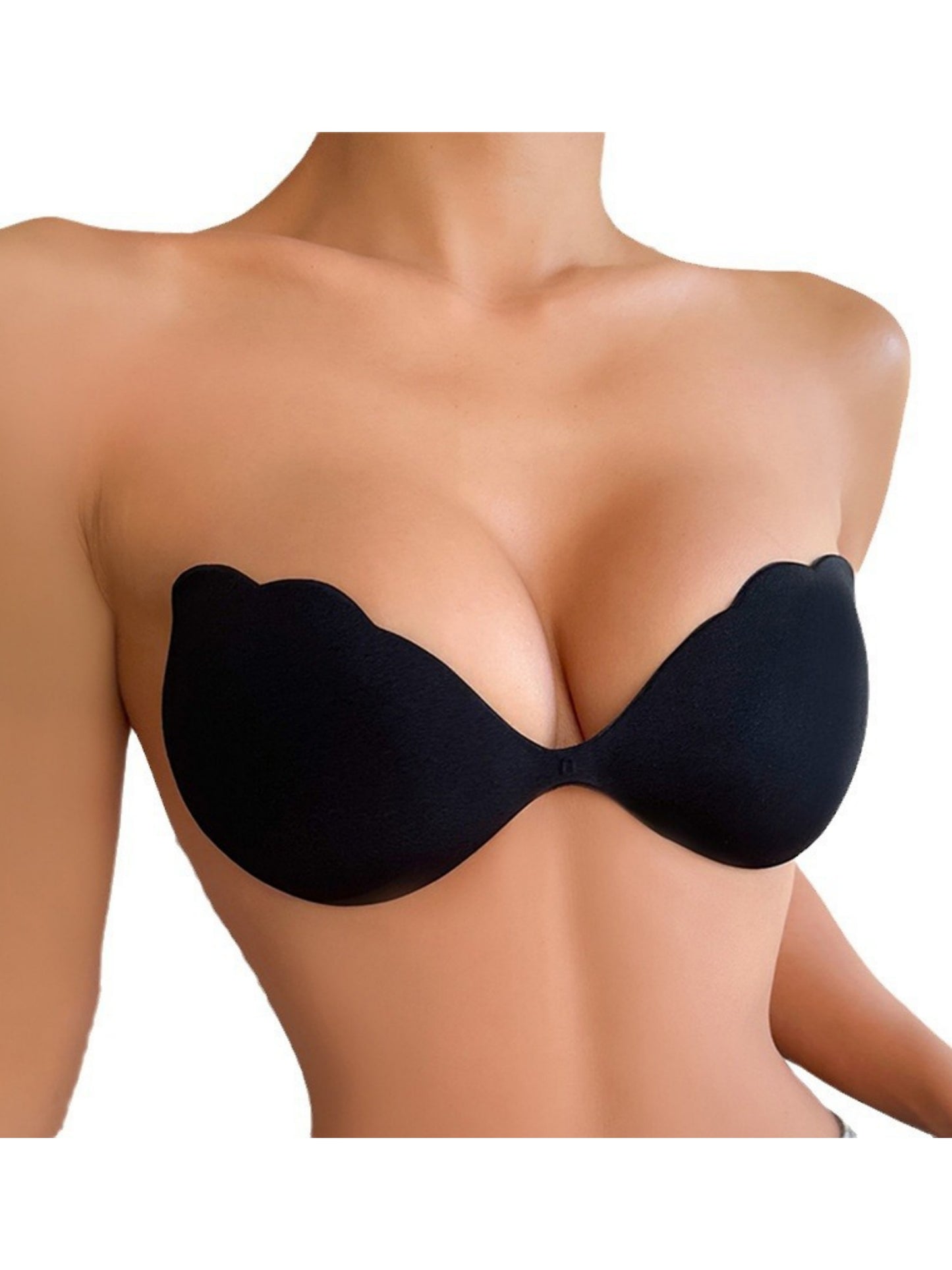 One-piece Invisible Push-up Strapless Bra Black