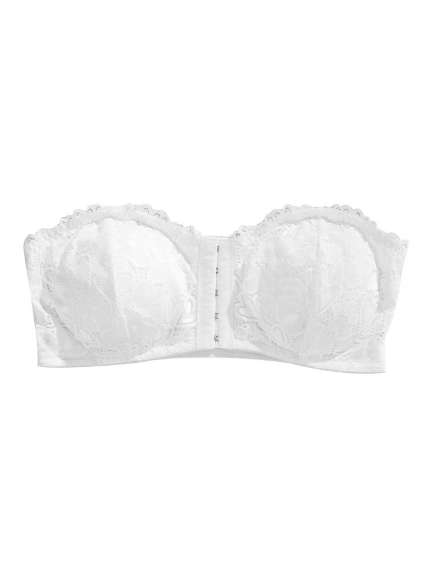 Lace Front Closure Strapless Gathered Non-slip Comfortable Breathable Beautiful Back Bra White