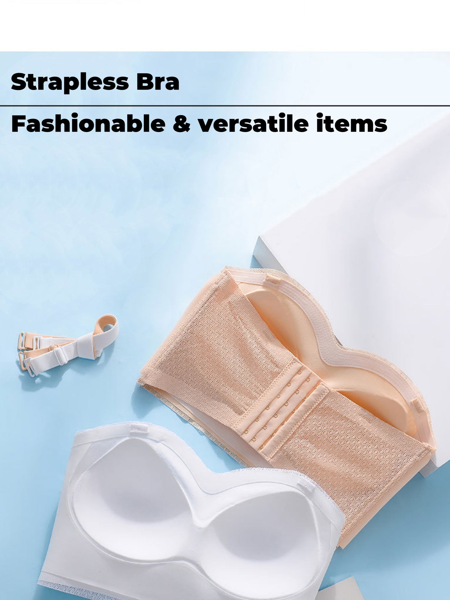 Strapless Non-slip Push Up Seamless Wireless Bra Ivory