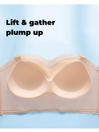 Strapless Non-slip Push Up Seamless Wireless Bra Ivory