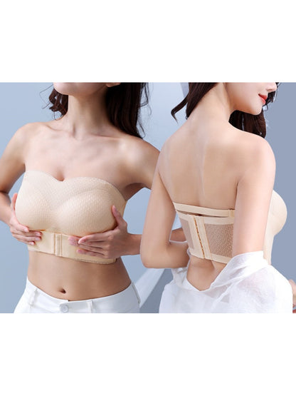 Strapless Non-slip Push Up Seamless Wireless Bra Ivory