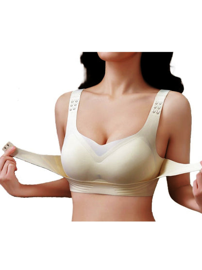 Front Closure Sports Pull-up Tank Top Bra，Adjustable Wide Band Push-up