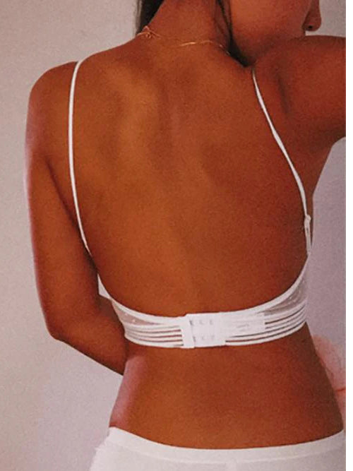 Backless Strapless Bra Push Up Plus Size Women Bralette Wireless Lace Thin Dots