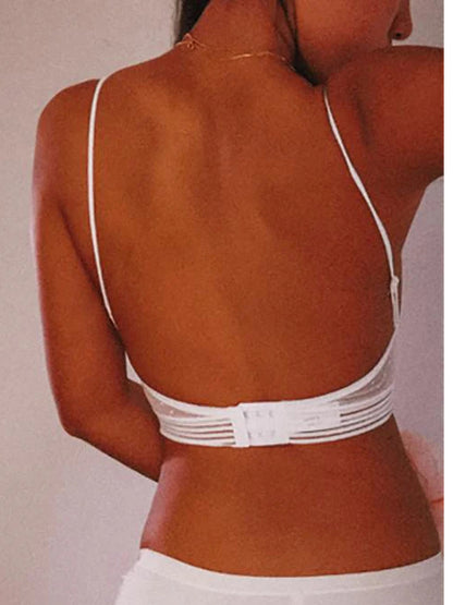 Backless Strapless Bra Push Up Plus Size Women Bralette Wireless Lace Thin Dots