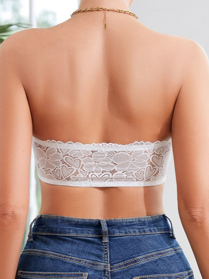 Lace Front Closure Strapless Gathered Non-slip Comfortable Breathable Beautiful Back Bra White