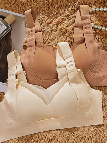 Front Closure Sports Pull-up Tank Top Bra，Adjustable Wide Band Push-up