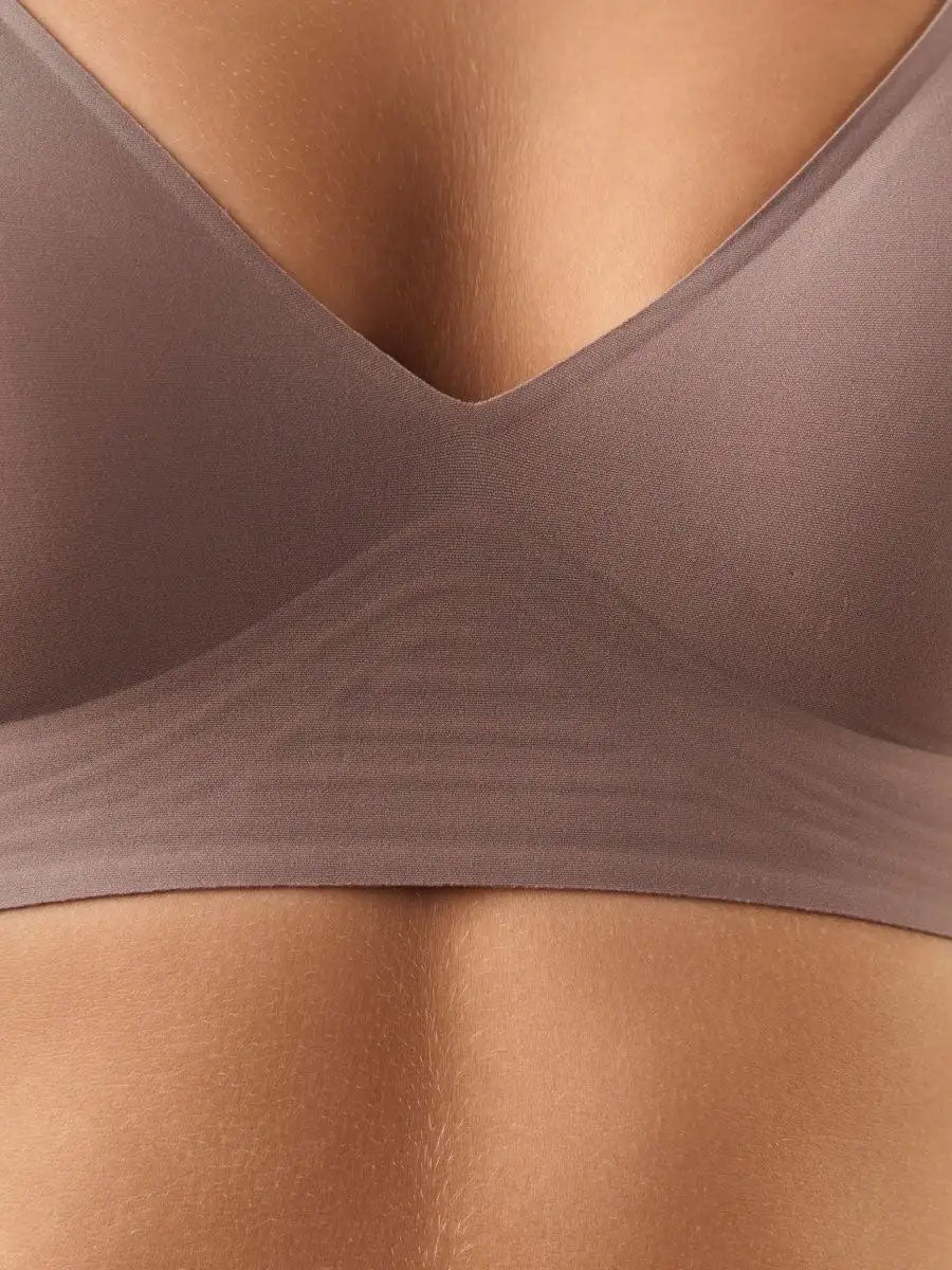 Wirefree Seamless Bra for Women Invisible Deep V Plunge Bra with Removeable Padding RosyBrown