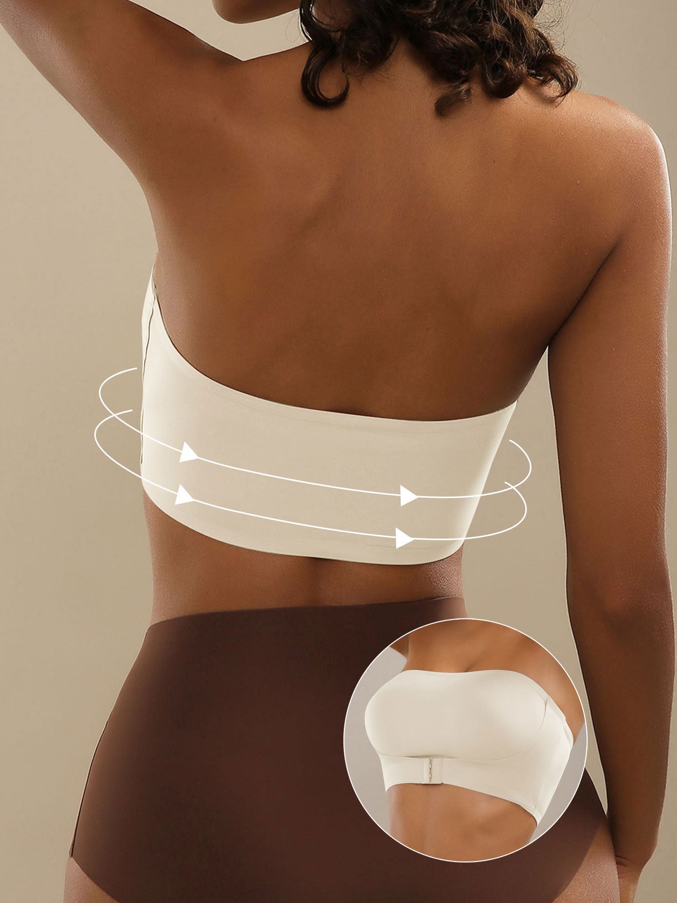 Strapless Front Button Push-Up Seamless Bra White