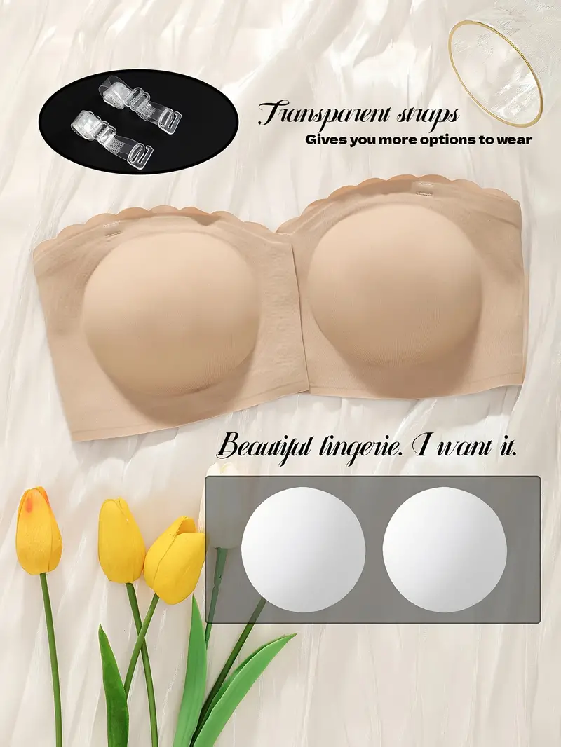 Front Closure Wireless Strapless Bra Ivory