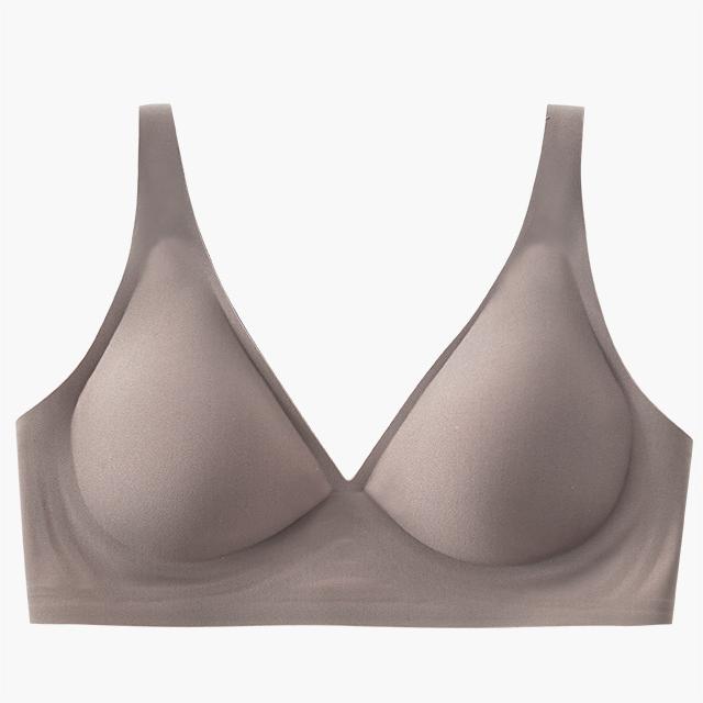 Wirefree Seamless Bra for Women Invisible Deep V Plunge Bra with Removeable Padding RosyBrown