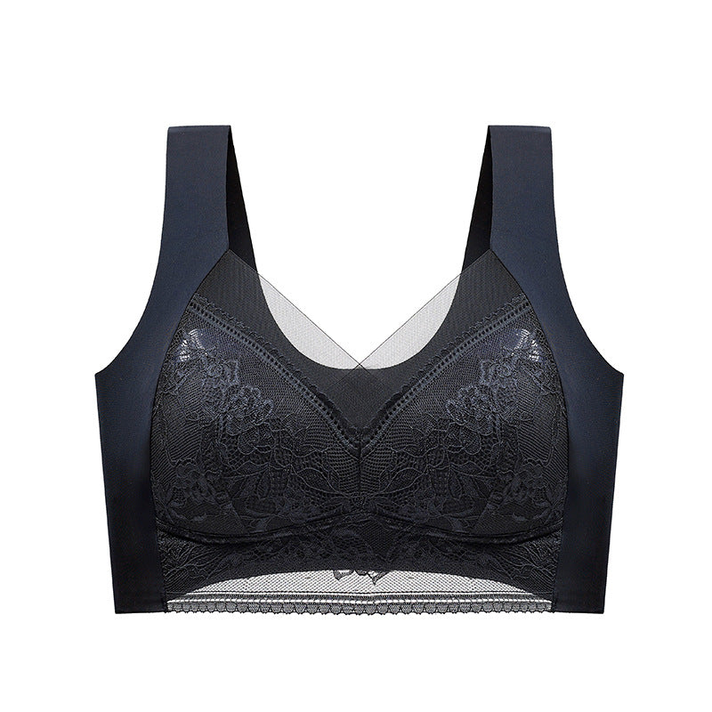 Minimizer Lace Mesh Wireless Bra Black