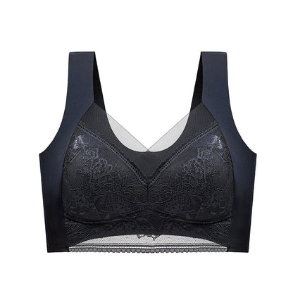 Minimizer Lace Mesh Wireless Bra Black