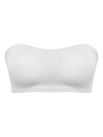 Women's Casual Seamless Simple Side Button Bandeau Bra White