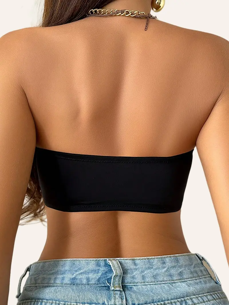 Women's Front Closure Tube Bralette Strapless No Padded Wireless Bandeau Bra