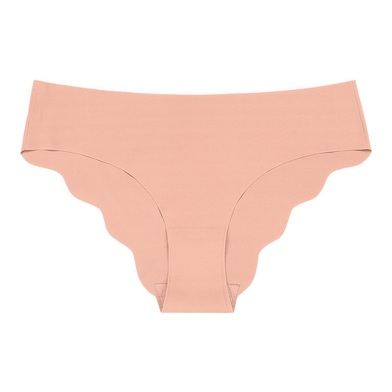 Seamless Solid Color Scalloped Edge Panties