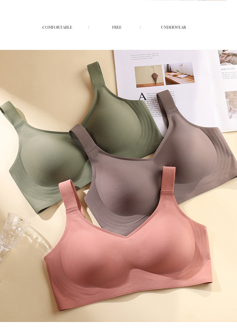 Sexy Seamless for Women Wireless Free Active V Neck Soft Full Coverage Comfort Bra