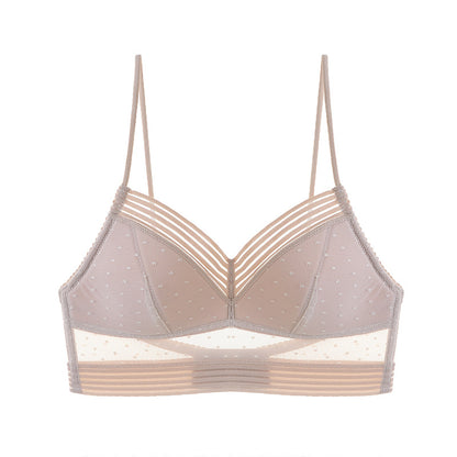 Backless Strapless Bra Push Up Plus Size Women Bralette Wireless Lace Thin Dots