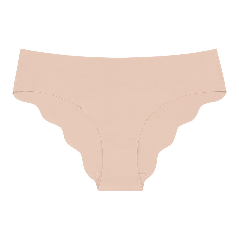 Seamless Solid Color Scalloped Edge Panties