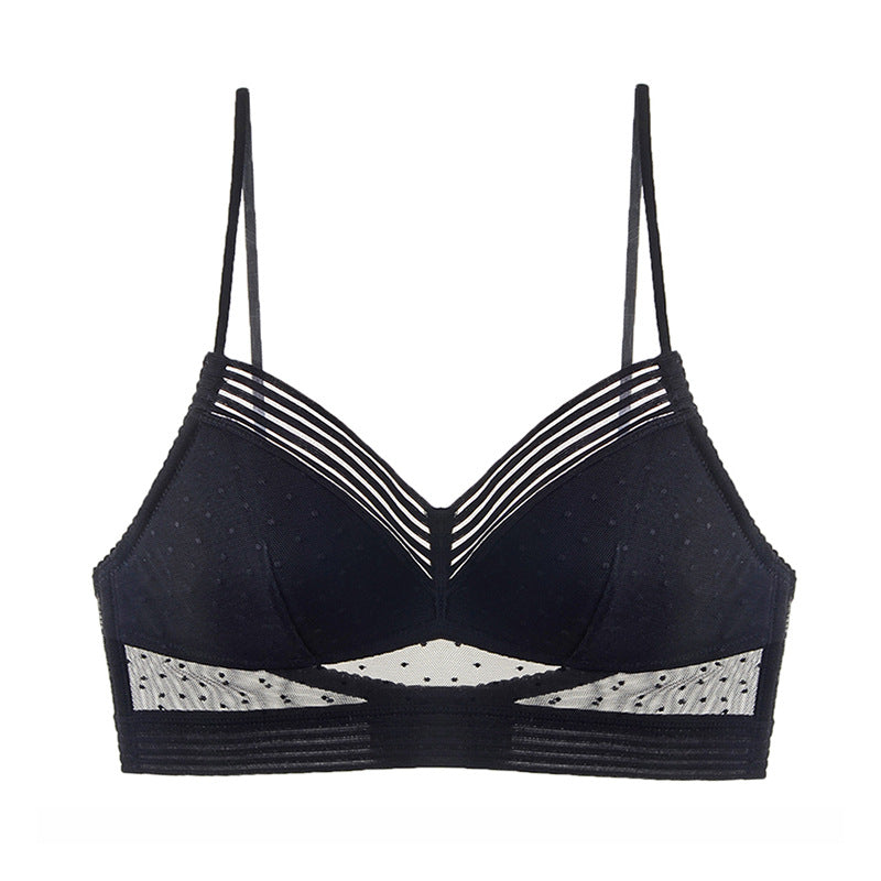 Backless Strapless Bra Push Up Plus Size Women Bralette Wireless Lace Thin Dots