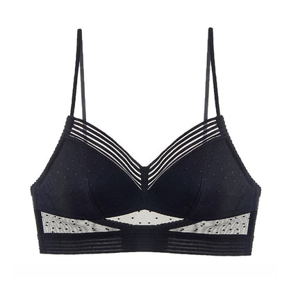 Backless Strapless Bra Push Up Plus Size Women Bralette Wireless Lace Thin Dots