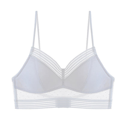 Backless Strapless Bra Push Up Plus Size Women Bralette Wireless Lace Thin Dots
