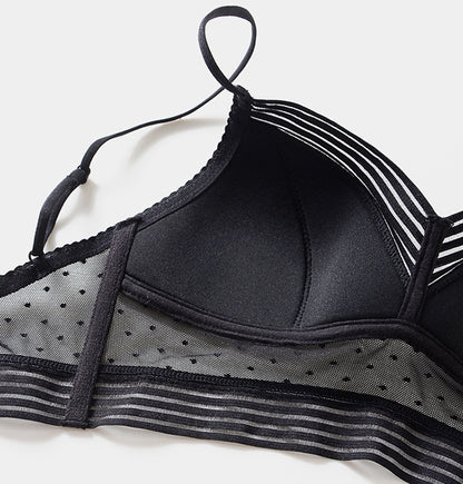 Backless Strapless Bra Push Up Plus Size Women Bralette Wireless Lace Thin Dots